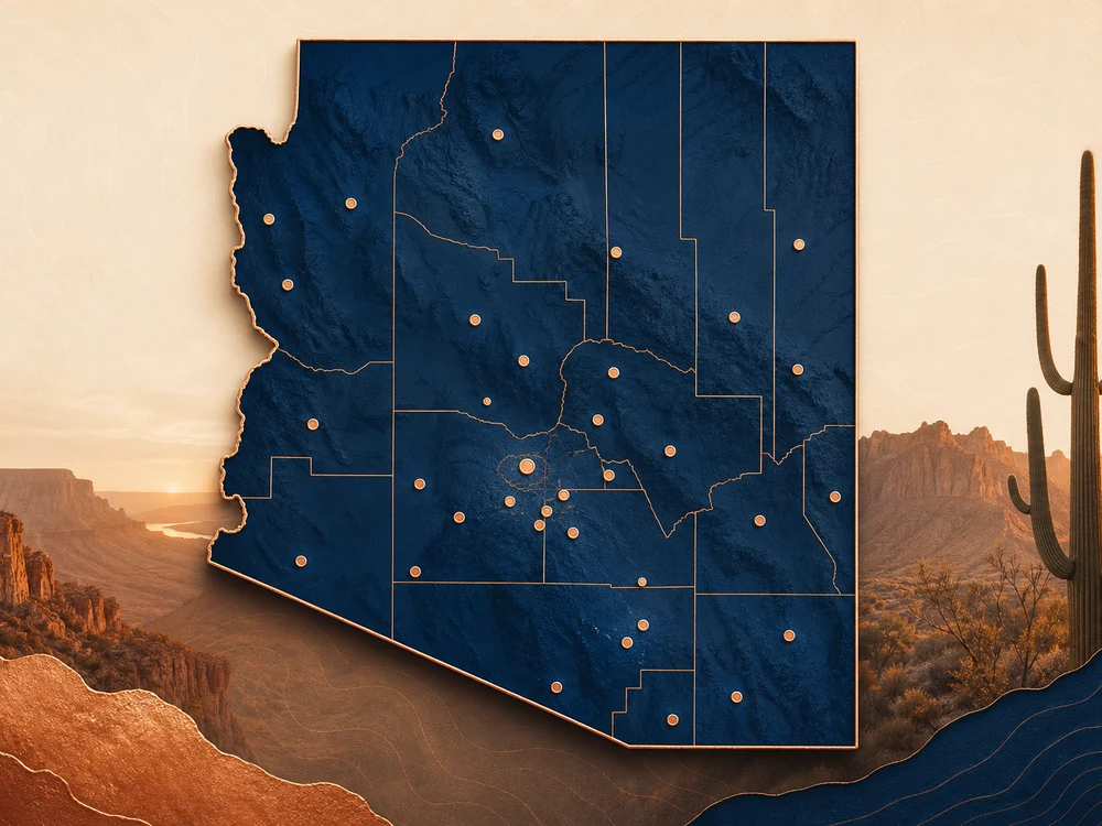 Arizona land buying service area map